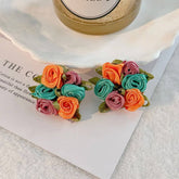 HANDMADE ROSE CHIC FRESH FABRIC STUD EARRINGS_CWMM6267