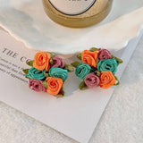 HANDMADE ROSE CHIC FRESH FABRIC STUD EARRINGS_CWMM6267