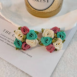 HANDMADE ROSE CHIC FRESH FABRIC STUD EARRINGS_CWMM6267