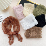 LACE FLORAL TRIANGLE SCARF NECK HAIR WRAP_CWASC0851
