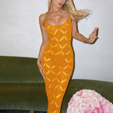 Wind Diamond Hollow Wool Dress