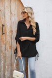 Solid-Color Loose Mid-Sleeved Chiffon Shirt