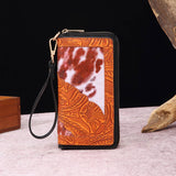 LEATHER CARVED EMBOSSED BOHEMIAN CLUTCH WALLET_CWAB2592