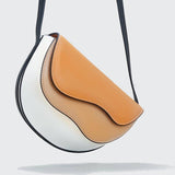 CURVED WAVE CONTRAST COLOR CROSSBODY SADDLE BAG_CWAB1894