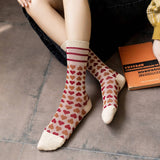 Vintage Love Print Mid-Tube Socks For Women_Cwms0409