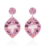 HALLOWEEN FUNNY PUMPKIN BAT LEAF EARRINGS_CWAJE2421