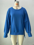 Solid-Color Round-Neck Casual Loose Sweatshirt