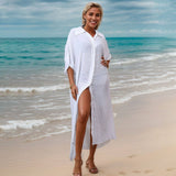 BAMBOO COTTON BEACH COVERUP SOLID COLOR BIKINISHIRT_CWMM6300