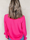 Pullover V-Neck Long-Sleeved Casual Ruffled Shirt