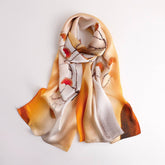 Ginkgo Print Mulberry Silk Scarf?Lightweight Wrap