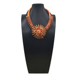 HANDMADE ALUMINUM WIRE FLOWER NECKLACE EARRING SET_CWMM4916