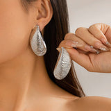 Wrinkled Exaggerated Irregular Teardrop Earrings_Cwaje1813