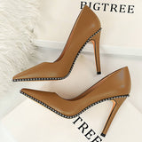 Women Shallow Pointed Rivet High Heels
