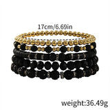 SIMPLE SET OF BLACK AND WHITE MULTI PIECE BRACELETS_CWMM3544