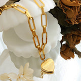 Valentines Day Heart-Shaped Gold-Plated Necklace