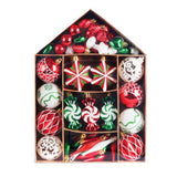 CHRISTMAS BALL SET WITH PAINTED HOUSE DESIGN_CWMM9885