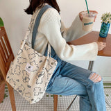Cwab3899_Corduroy Snap-Button Large-Capacity Shoulder Bag