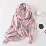 Women Simple Casual Warm Plaid Scarf