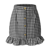 PLAID RUFFLED SHORT SKIRT SMALL FRESH PLAID SKIRT_CWBSS0415