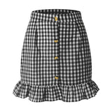 PLAID RUFFLED SHORT SKIRT SMALL FRESH PLAID SKIRT_CWBSS0415