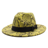 Tweed Hat Snake Pattern Hat Flat Brim Hat Jazz Hat_Cwah2590
