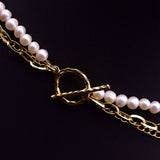 MULTI LAYERED SIMPLE PEARL SWEATER NECKLACE_CWAJE3907