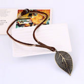 Vintage Creative Leaf Leather Necklace_Cwmm4622