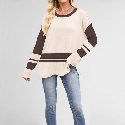 Women¡¯S Color Block Loose Knit Pullover Sweater_Cwoswl07203