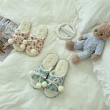 Womens Winter Fur Ball Style Open Toe Slippers_Cwmm2985