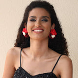 COLORBLOCK FABRIC FLOWER STUD TRENDY EARRINGS_CWMM6182