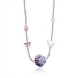Unique Boho Glass Shell And Crystal Necklace_Cwmm7541