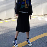 Split Woolen Long Hip Wrap Skirt