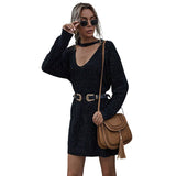 Solid Color Temperament Loose Sweater Dress