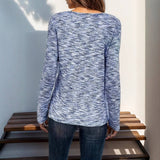 Womens Long Sleeve V-Neck Solid Color T-Shirt