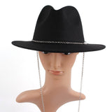 SIMPLE CHAIN PEARL STYLE FASHIONABLE PANAMA HAT_CWAH1892