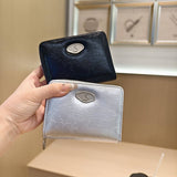 Minimalist Crackle Bifold Wallet With Zipper_Cwab06218