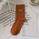 THIN EMBROIDERED BREATHABLE WOMENS MID CALF SOCKS_CWMS1132