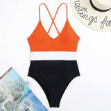 SEXY COLOR BLOCK QUICK DRYING ONE PIECE SWIMSUIT_CWMW0623