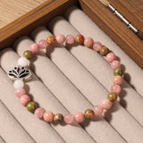 Rose Rutilated Quartz Pink Crystal Bracelet_Cwmm11254