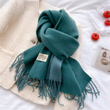 DOUBLE SIDED FAUX CASHMERE SCARF SOLID COLOR SHAWL_CWASC0968
