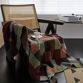NEW RETRO PLAID VELVET KNITTED THROW BLANKET_CWMM2379