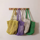SIMPLE MESH ONE SHOULDER BEACH STRAW BAG_CWAB1884