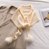 Cozy Knit Pom Pom Scarf Warm Winter Wrap_Cwasc03459