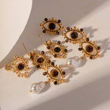 LIGHT LUXURY LACE HOLLOW TIGER EYE STONE EARRINGS_CWASC1683