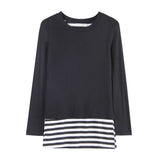 Two Fake Crew-Neck Stretch Striped T-Shirt