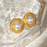 PREMIUM 18K GOLD STAINLESS STEEL PEARL EARRINGS_CWASC1651