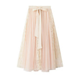 LACE BOW TIE TULLE SKIRT WITH EMBROIDERED DETAILS_CWBMS0401