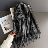 Checkerboard Winter Warm Cashmere Feel Scarf_Cwasc03262