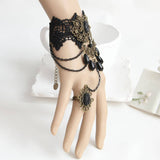 HALLOWEEN GOTHIC LACE BRACELET WITH RING JEWELRY_CWMM0149