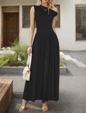 Womens One-Shoulder Pocketed Sleeveless Dress